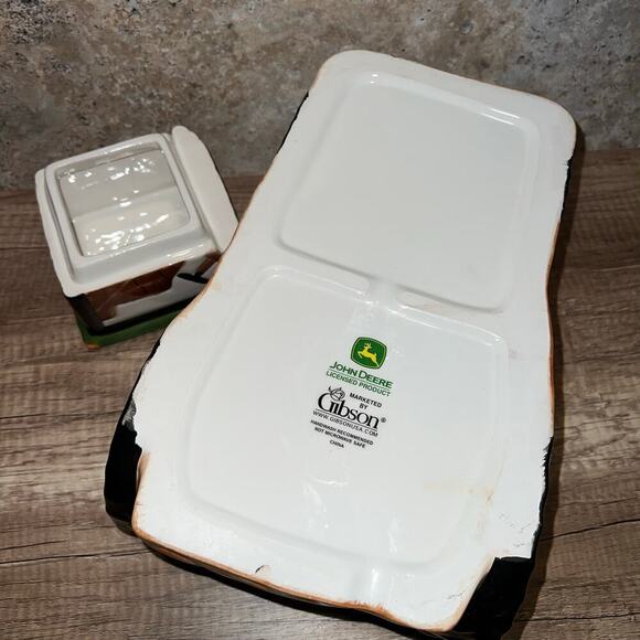 John Deere Tractor Ceramic Gibson Cookie Jar 2000 Collector Item Farm Barn Yard - Picture 3 of 11